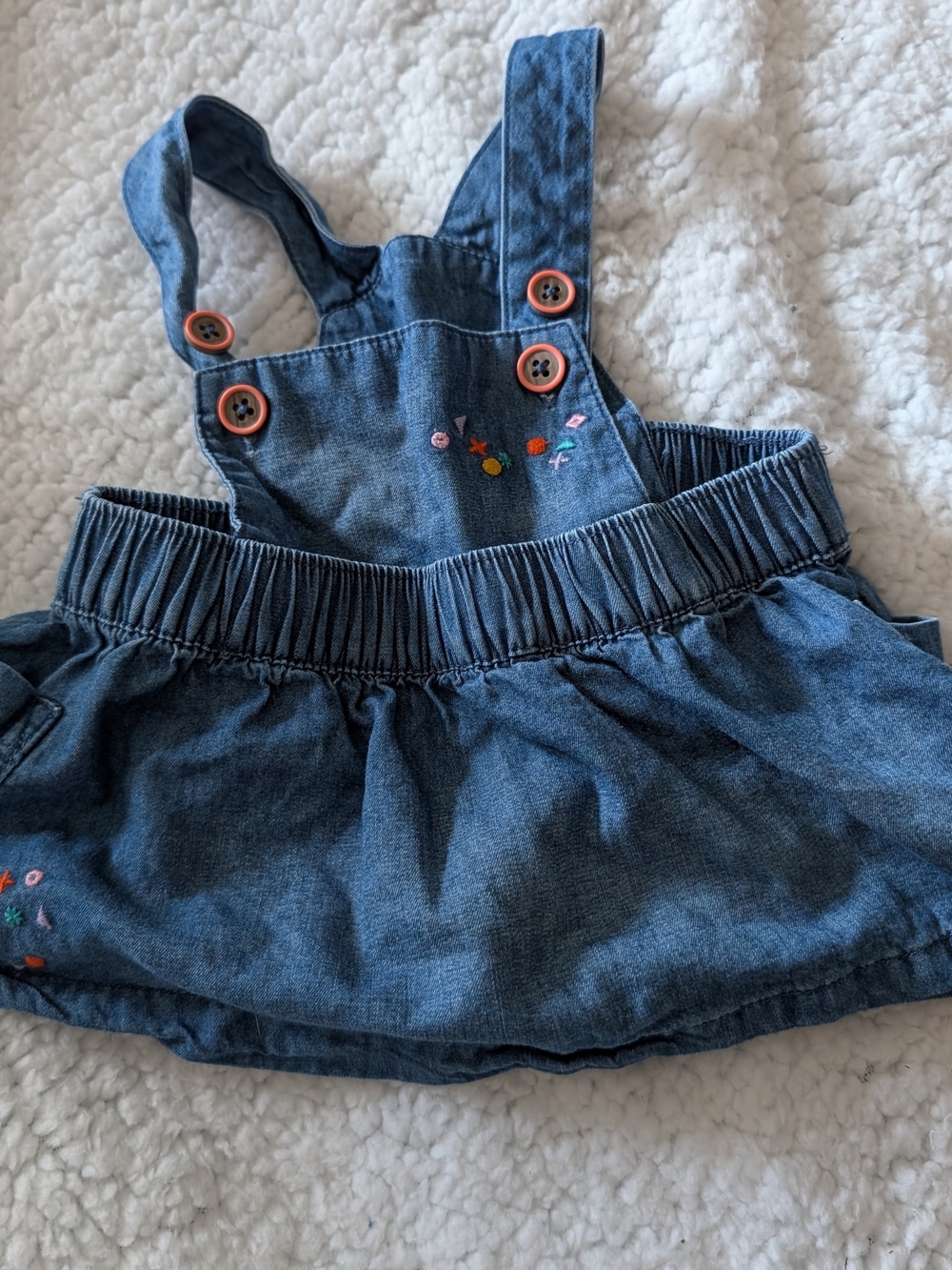 Cat & Jack Denim Blue Embroidered Skirt Overalls